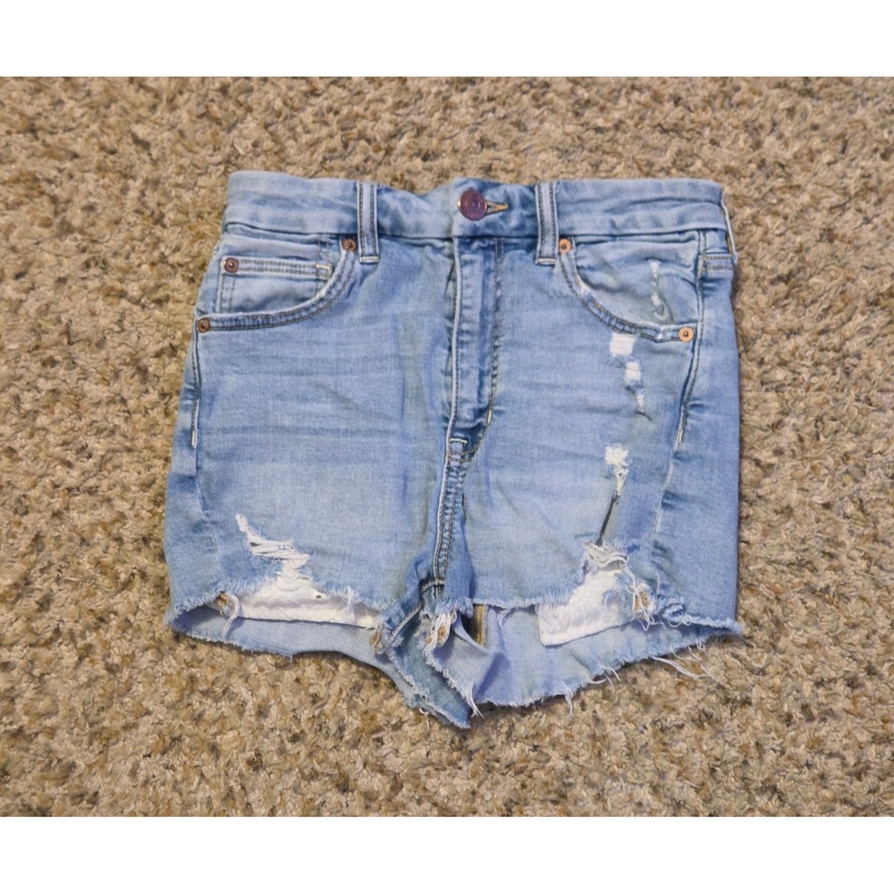 American Eagle Super Stretch Curvy‎ Hi-Rise Shortie Shorts Women's Size 4 Blue